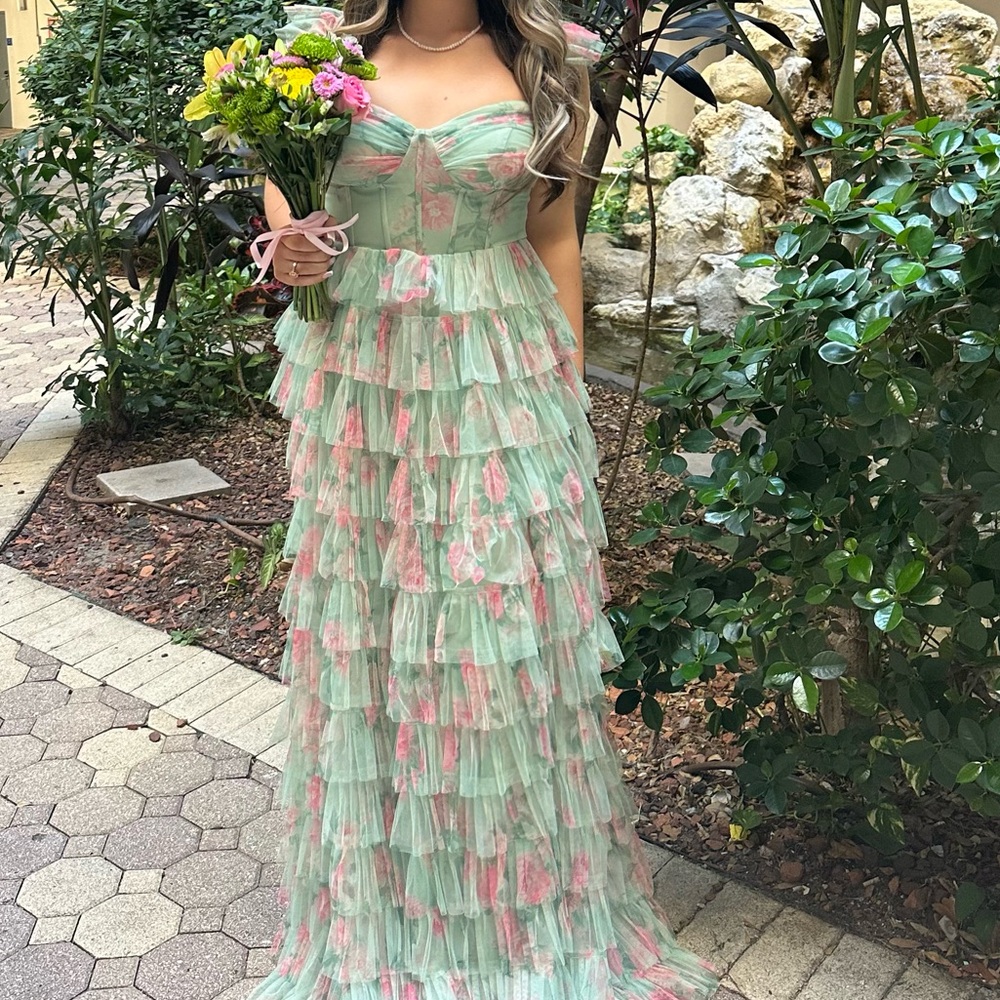Windsor Green and Pink Floral Maxi Dress